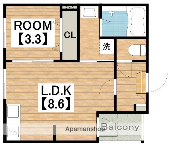 ハーモニーテラス安立Ⅳ(1LDK/2階)の間取り写真