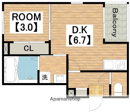 ハーモニーテラス巽西(1DK/1階)の間取り写真