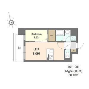 ALIVIS都島通(1LDK/2階)の間取り写真
