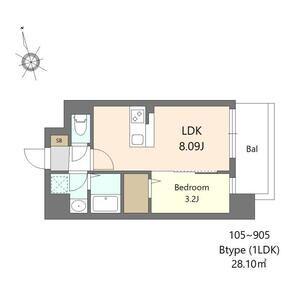 ALIVIS都島通(1LDK/2階)の間取り写真