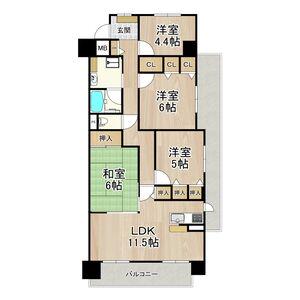 ソルプラーサ堺(4LDK/11階)の間取り写真