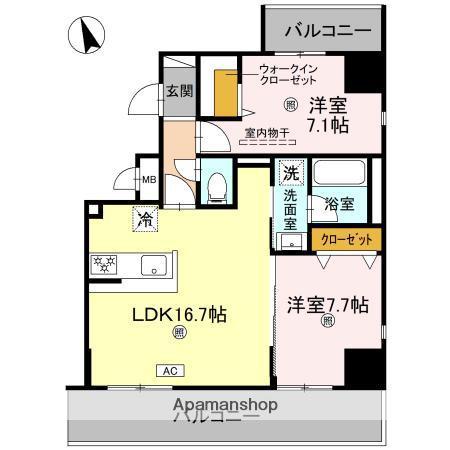 D-ROOM帝塚山(2LDK/2階)の間取り写真