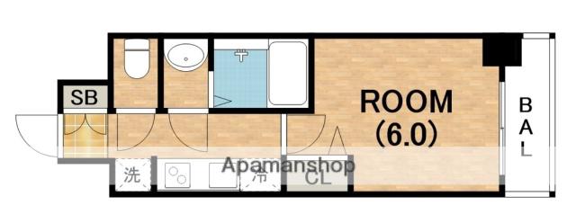 フォーリアライズ難波リアン(1K/6階)の間取り写真
