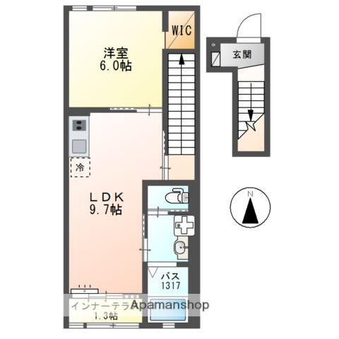 アイリス(1LDK/2階)の間取り写真