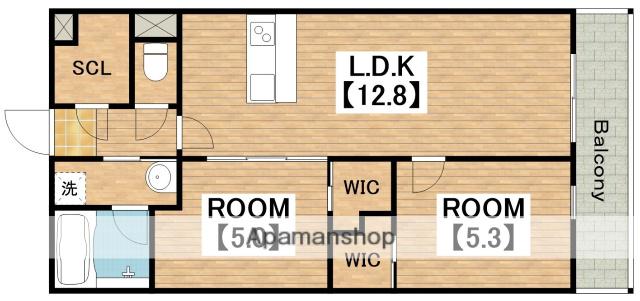 エスタジオ針中野(2LDK/1階)の間取り写真