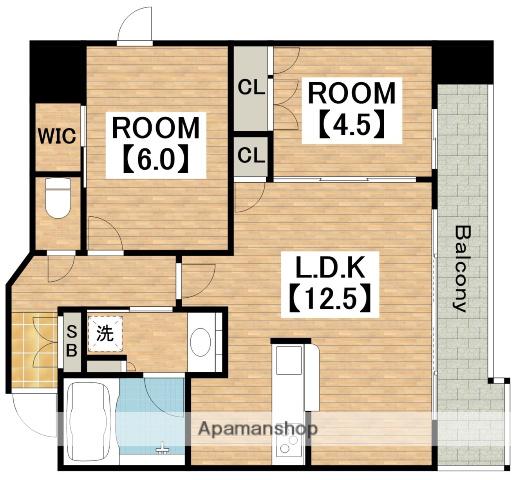 STANDZ四天王寺前夕陽丘(2LDK/15階)の間取り写真