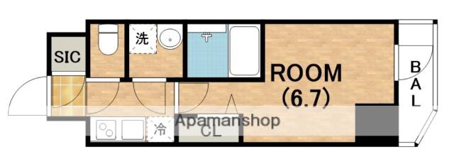 ファーストフィオーレ難波南アルマ(1K/4階)の間取り写真