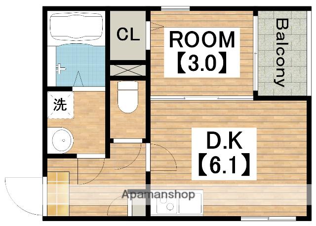 THECREST(1DK/2階)の間取り写真