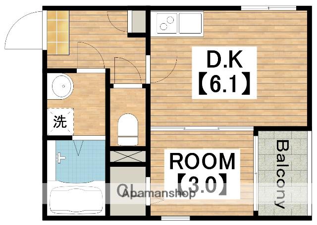 シノケンハーモニー 加美北Ⅱ(1DK/1階)の間取り写真