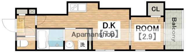 シノケンハーモニー 加美北Ⅱ(1DK/1階)の間取り写真