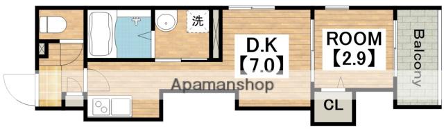 シノケンハーモニー 加美北Ⅱ(1DK/1階)の間取り写真
