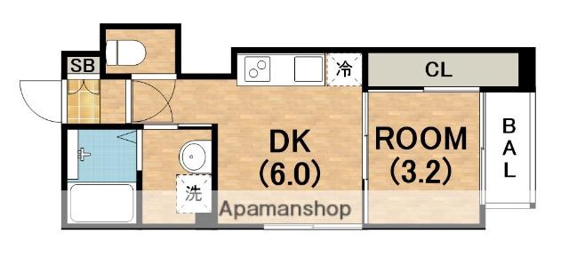 GRANSTELLA 帝塚山(1DK/2階)の間取り写真