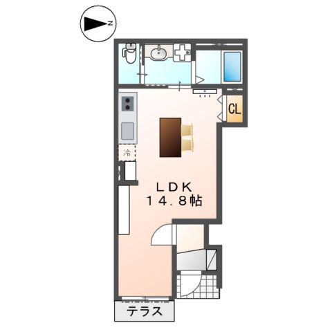 大阪府松原市丹南アパート(ワンルーム/1階)の間取り写真