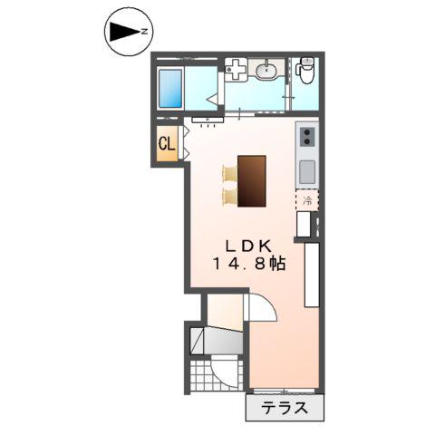 大阪府松原市丹南アパート(ワンルーム/1階)の間取り写真