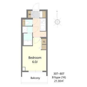 S-RESIDENCE松屋町ASENCE(1K/6階)の間取り写真
