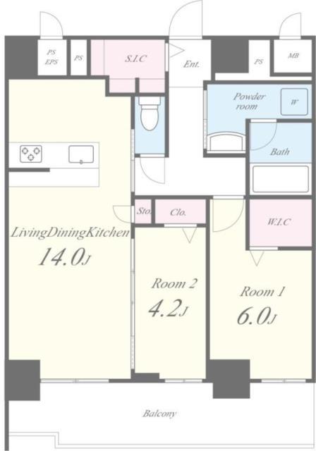 ルクスエテルナ江戸堀(2LDK/8階)の間取り写真