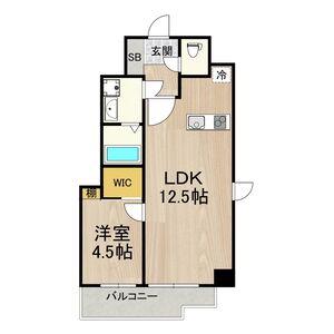 ノーブルコート堺筋本町(1DK/15階)の間取り写真