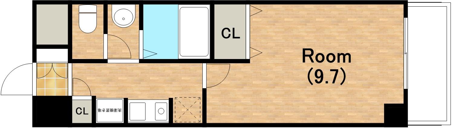 アリヴィオ夕陽ヶ丘(1K/6階)の間取り写真