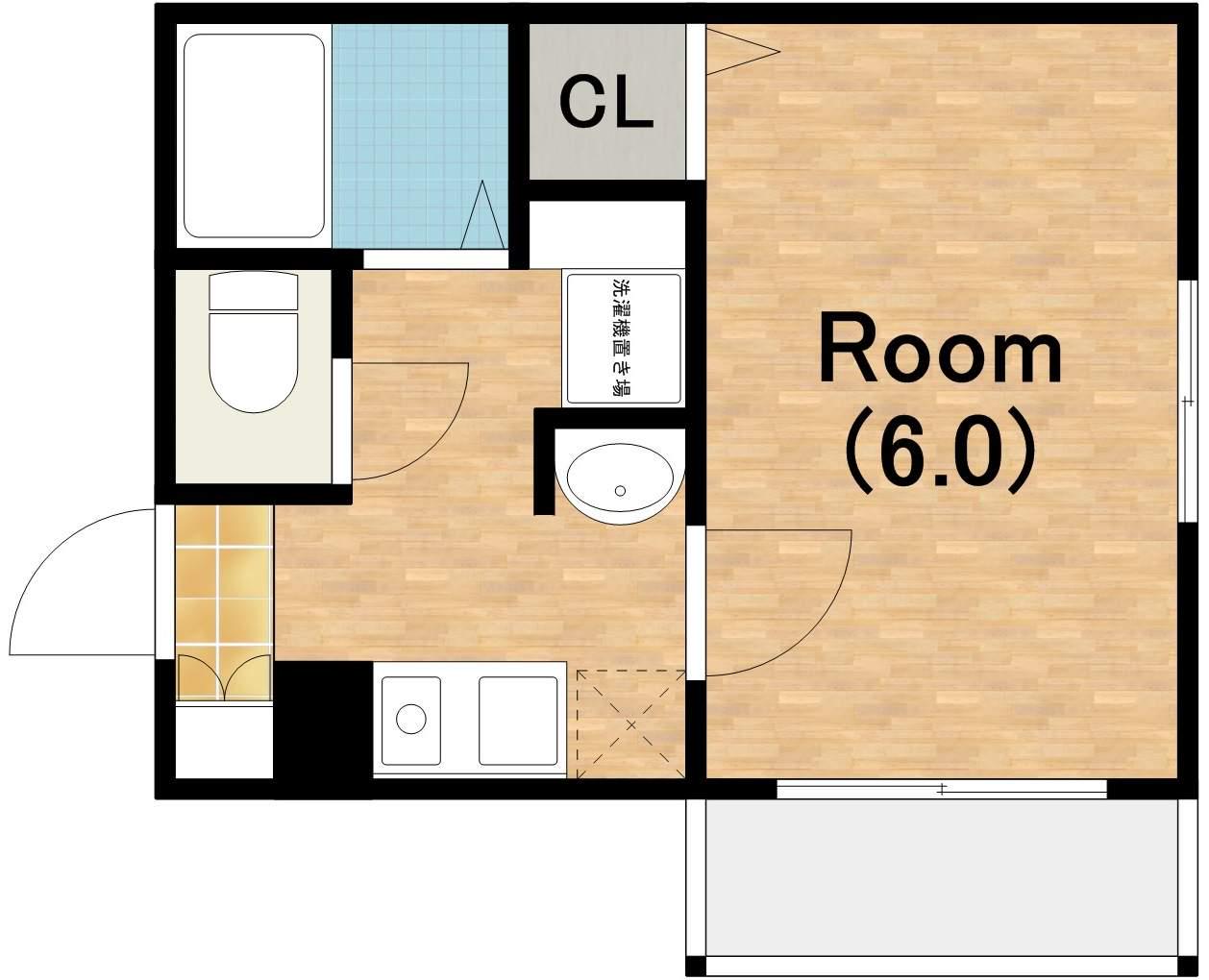 エスコート桑津(1K/1階)の間取り写真