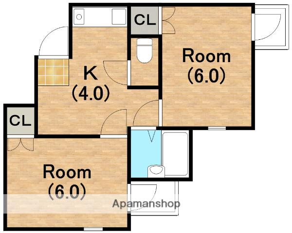 寺田町ハイツ1番館(2K/3階)の間取り写真