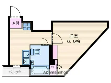 ミストラル本町ウエスト(1K/2階)の間取り写真