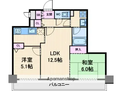 ライオンズマンション松屋町(2LDK/11階)の間取り写真