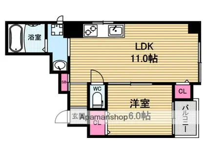 安藤ビル(1LDK/4階)の間取り写真