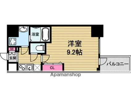 メインステージ心斎橋イースト(1K/3階)の間取り写真