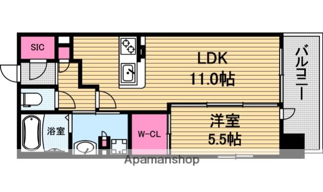 OPUS RESIDENCE 心斎橋 サウス(1LDK/2階)の間取り写真
