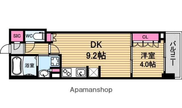 OPUS RESIDENCE 心斎橋 サウス(1DK/4階)の間取り写真