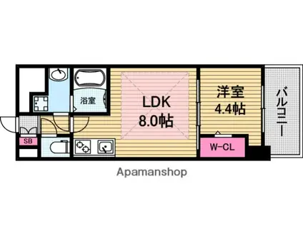 アーバネックス真田山(1LDK/10階)の間取り写真