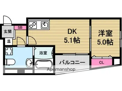 SERENITE-04(1DK/7階)の間取り写真