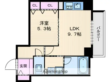 インテリジェンス御堂(1LDK/7階)の間取り写真