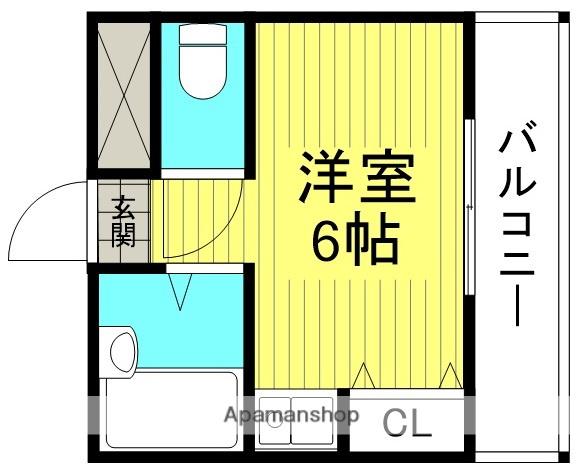 双葉ハイツ(ワンルーム/2階)の間取り写真