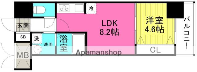 セノアタワー新大阪(1LDK/9階)の間取り写真