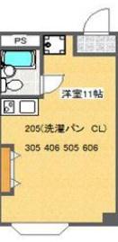 大宝北天満ロイヤルハイツ(ワンルーム/3階)の間取り写真