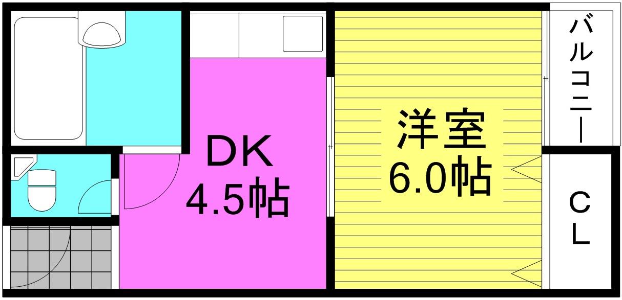 淀川マンション(1DK/3階)の間取り写真