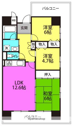 キオプラザ天満橋(3LDK/8階)の間取り写真