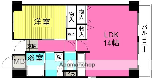 ラフィネ淀川(1LDK/14階)の間取り写真
