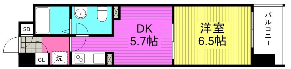 コスモグラシティ梅田東(1DK/4階)の間取り写真