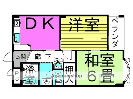 メゾン阪下(2DK/3階)の間取り写真