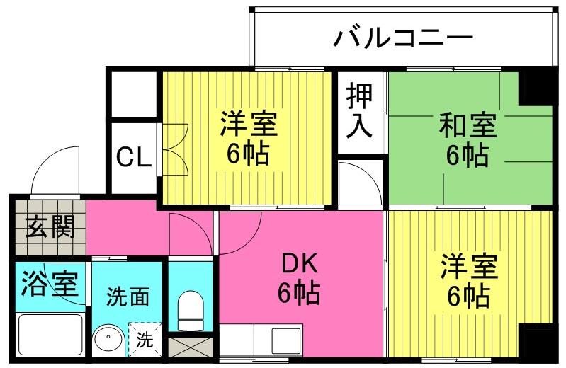 ロイヤルハイツ扇町2(3DK/5階)の間取り写真
