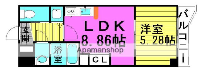 アクシア(1LDK/9階)の間取り写真