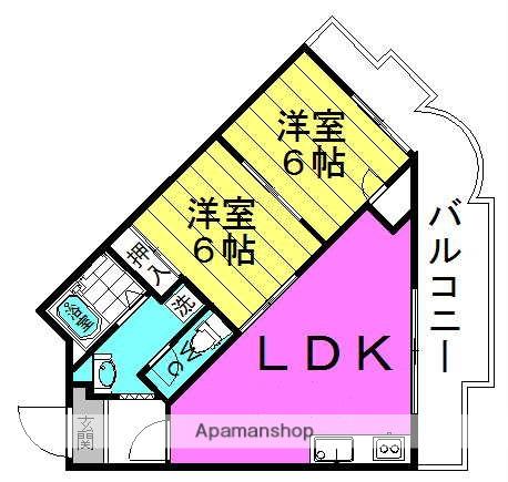 REXIA SHIN UMEDA旧ドムール北梅田(2DK/4階)の間取り写真