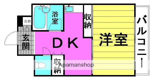 三和エコーハイツ(1DK/2階)の間取り写真