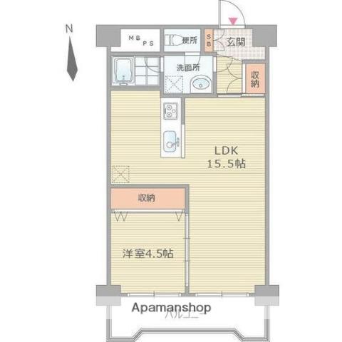 おおきに大阪天満サニーアパートメント(1LDK/9階)の間取り写真