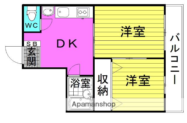 第1三井ビル(2DK/6階)の間取り写真