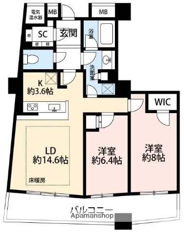 THE TOWER OSAKA RESIDENCE(2LDK/26階)の間取り写真