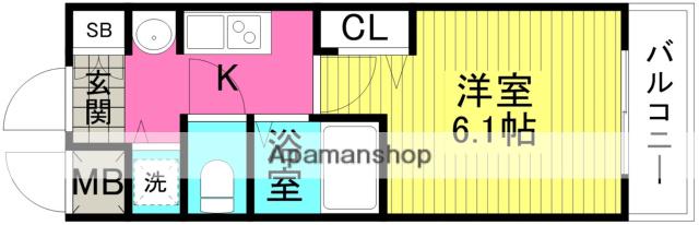 プレミアムコート天神橋∞(1K/2階)の間取り写真
