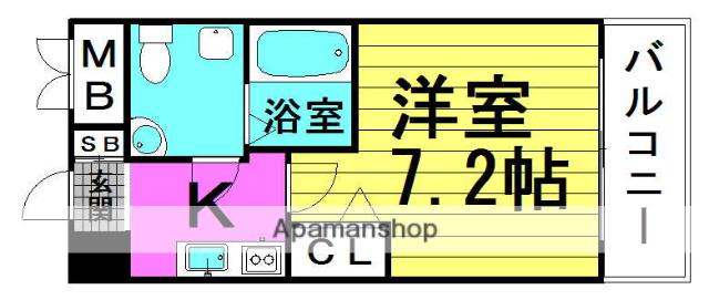 メインステージ西天満TS SQUAR(1K/8階)の間取り写真